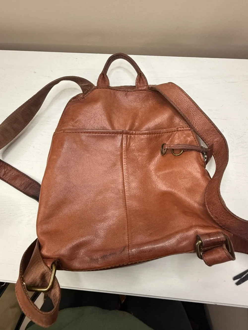 Leather Men's Tan Leather Backpack - Classic Everyday Carry